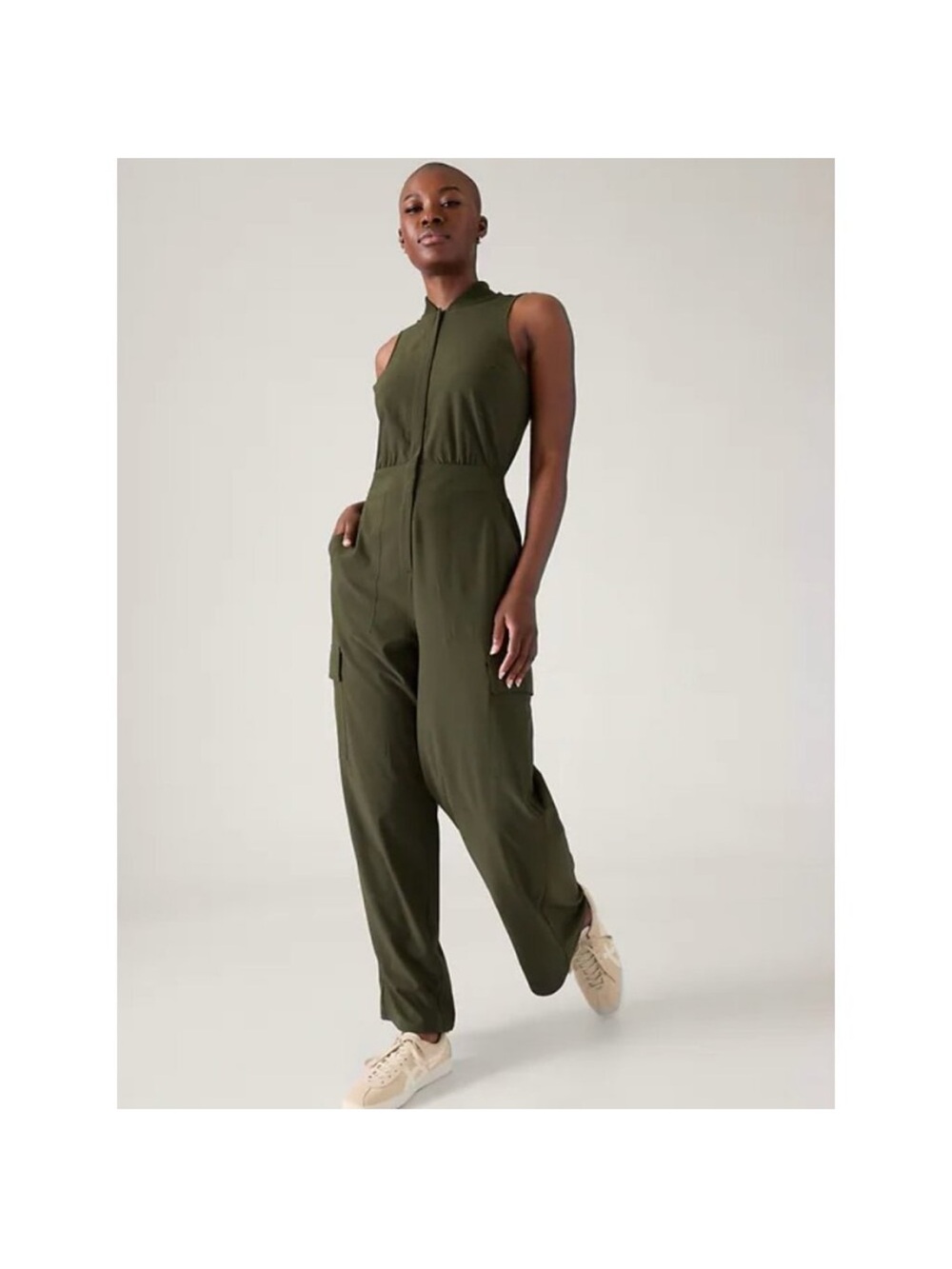 Athleta Olive Brooklyn Utility Sleeveless Jumpsuit